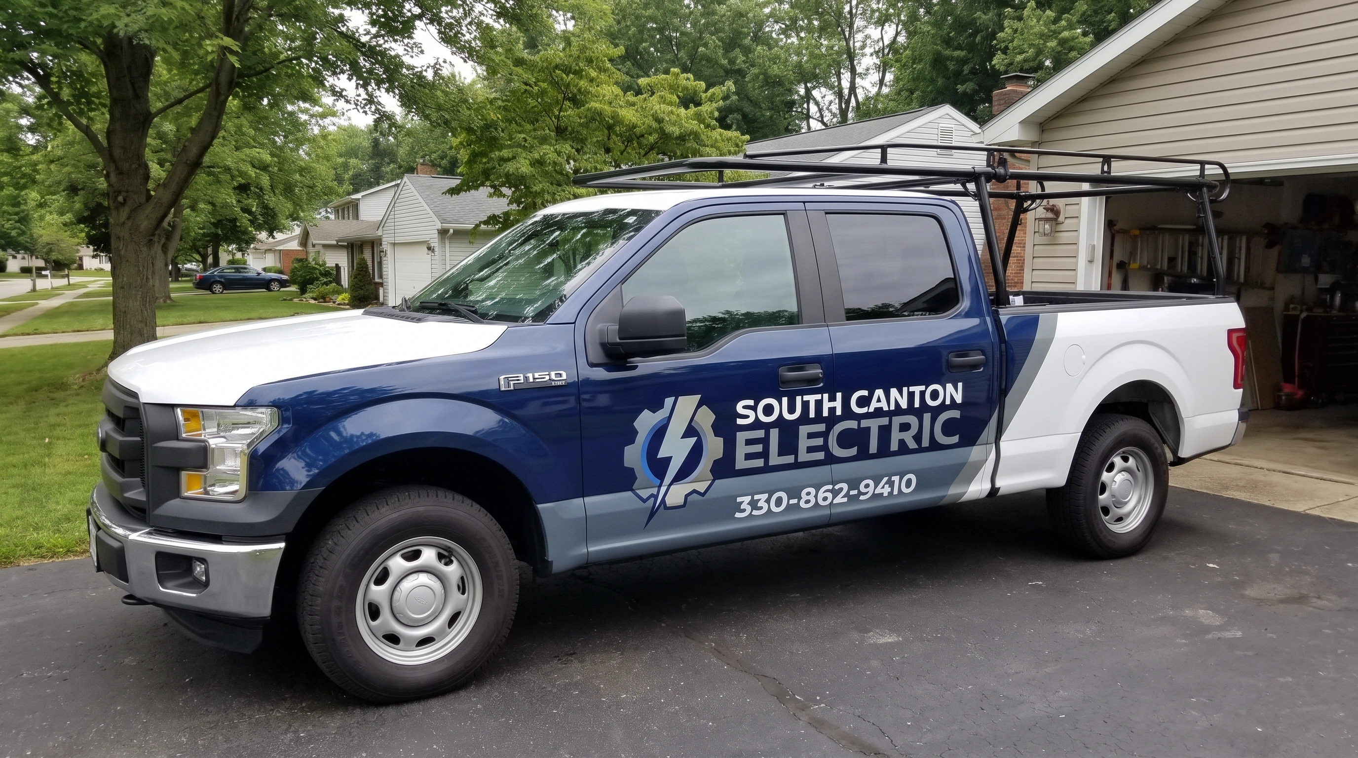 Licensed electrician working on electrical panel in Canton, OH